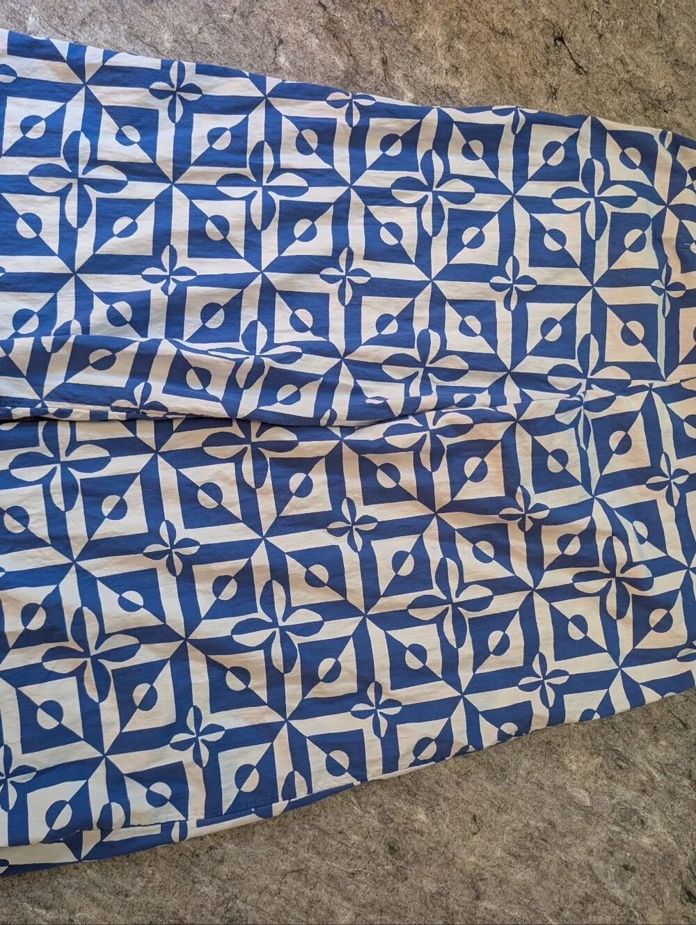 Free People Menorca Blue & White Cotton Geometric Wide-Leg Cropped Pants Size 6 - Picture 5 of 5